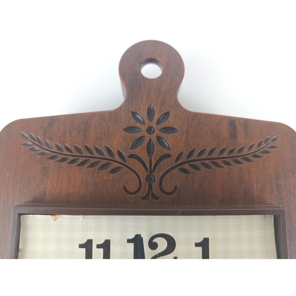 General Electric Resin Wall Clock Carved Wooden Cutting Board Shape Working - Picture 10 of 10